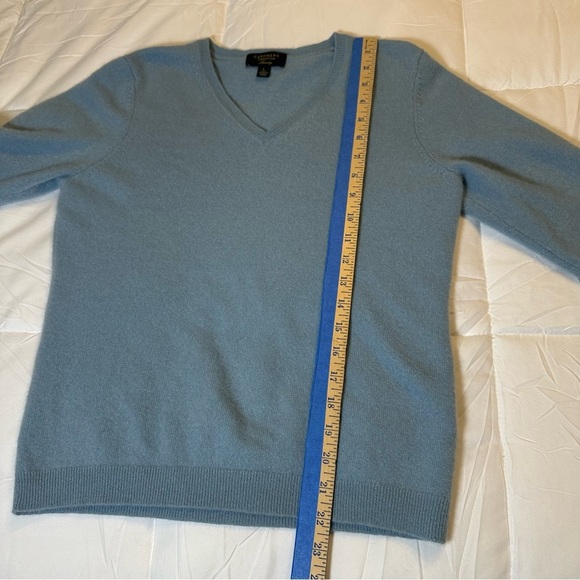 Charter Club Cashmere Sweater Women L Blue Aqua V Neck Long Sleeve Knit(O) - Picture 5 of 8